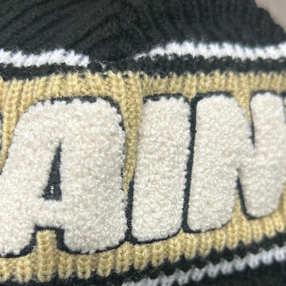 New Era New Orleans Saints NFL Mens Knit Beanie Pom Hat Black Gold One Size NWT